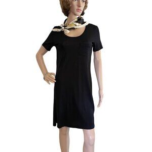 J Crew Black Short-Sleeve Pocket T-shirt Dress Size XXS Little Black Dress
